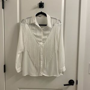 White button up with fringe detailing